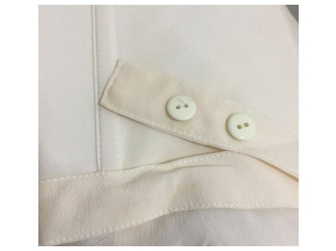 Escada Vestido de seda preto e marfim de um ombro Creme - vista 11