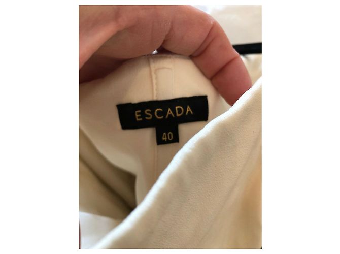 Escada Vestido de seda preto e marfim de um ombro Creme - vista 12