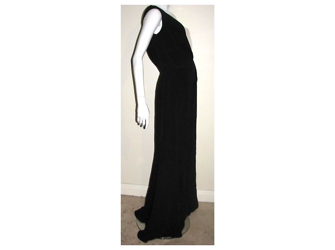 Escada Vestido de seda preto e marfim de um ombro Creme - vista 6