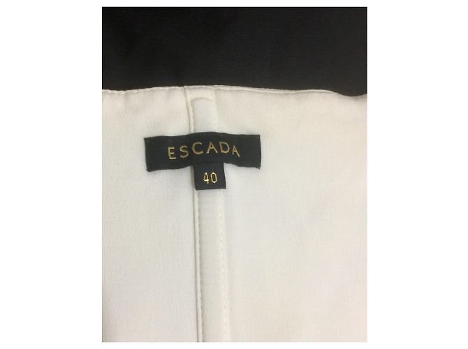 Escada Vestido de seda preto e marfim de um ombro Creme - vista 9