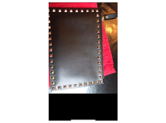 Clutch Valentino Garavani in pelle nera Nero - vista 3