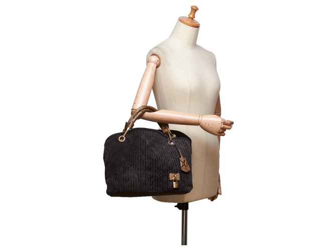 Louis Vuitton Black Monogram Suede Whisper PM Marrone Nero - vista 10