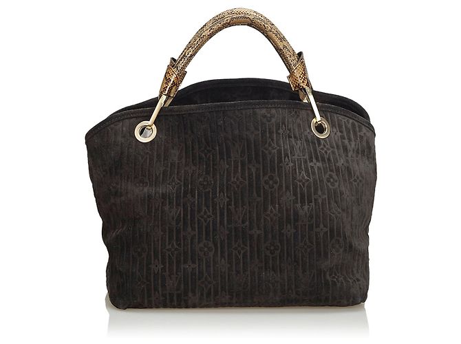 Louis Vuitton Black Monogram Suede Whisper PM Marrone Nero - vista 3
