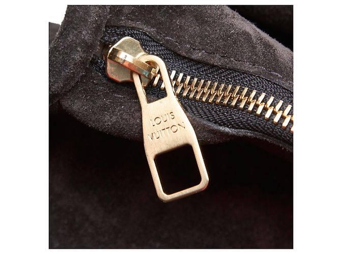 Louis Vuitton Black Monogram Suede Whisper PM Marrone Nero - vista 9