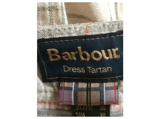 Shorts Barbour de linho e algodão com padrão tartan bege cáqui Caqui - vista 2