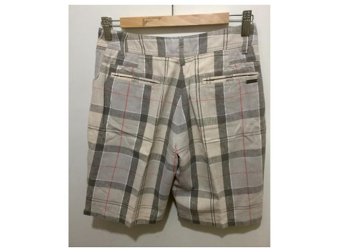 Shorts Barbour de linho e algodão com padrão tartan bege cáqui Caqui - vista 3
