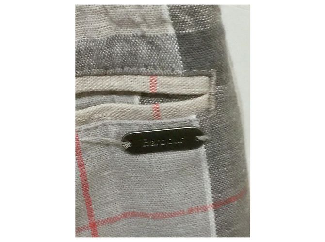 Shorts Barbour de linho e algodão com padrão tartan bege cáqui Caqui - vista 6