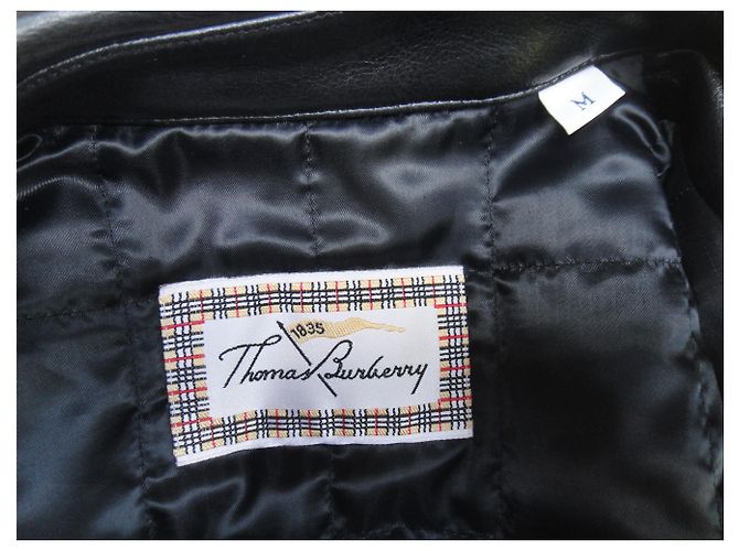 Thomas Burberry Lederimitatjacke Schwarz - Ansicht 2