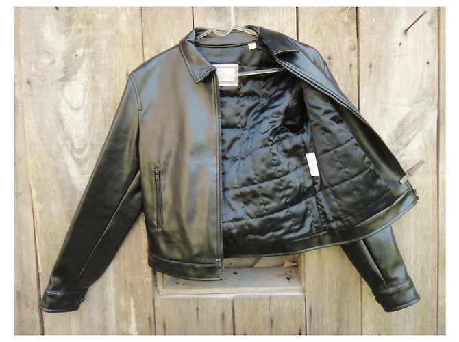 Thomas Burberry Lederimitatjacke Schwarz - Ansicht 4