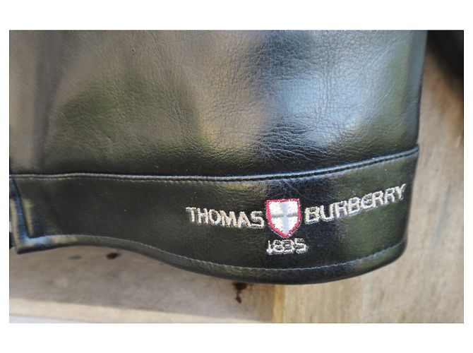 Thomas Burberry Lederimitatjacke Schwarz - Ansicht 5