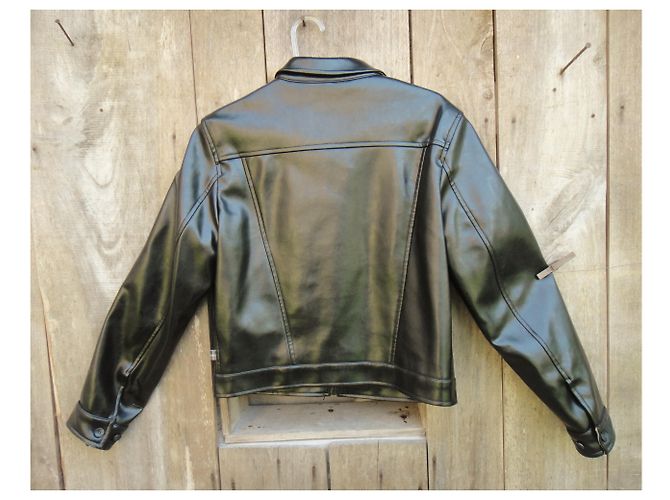 Thomas Burberry Lederimitatjacke Schwarz - Ansicht 7