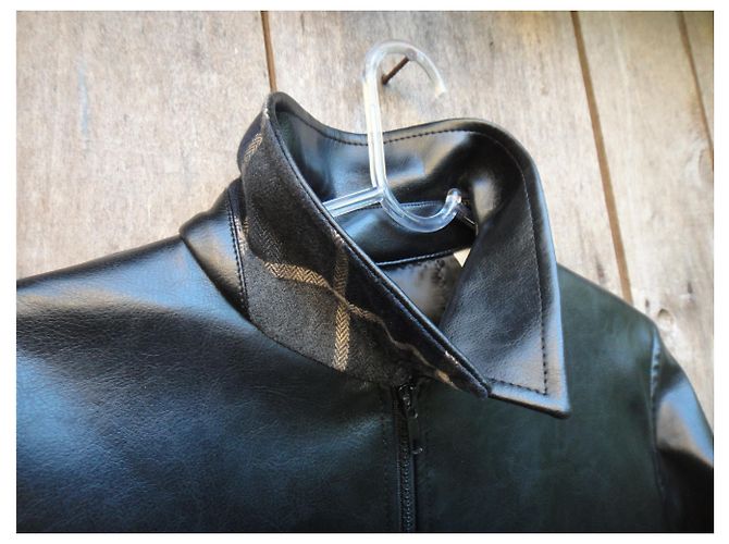 Thomas Burberry Lederimitatjacke Schwarz - Ansicht 9