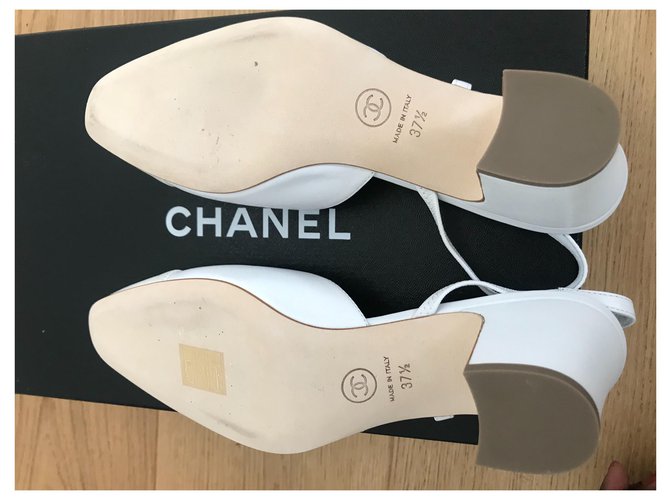 Chanel Slingback Pumps aus Leder weiß creme - Ansicht 3
