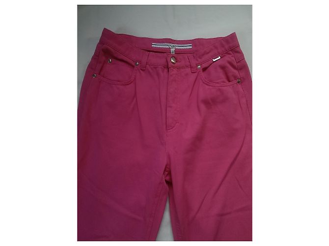 Pantalones de cintura alta Escada rosa de algodón - vista 6