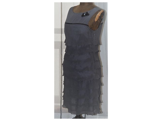 Autre Marque Vestido 1.2.3. de seda gris talla 40 Gris antracita - vista 2