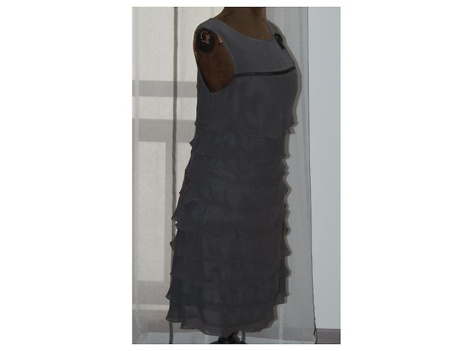 Autre Marque Vestido 1.2.3. de seda gris talla 40 Gris antracita - vista 3