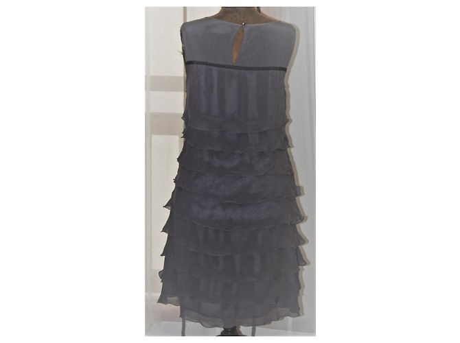 Autre Marque Vestido 1.2.3. de seda gris talla 40 Gris antracita - vista 4