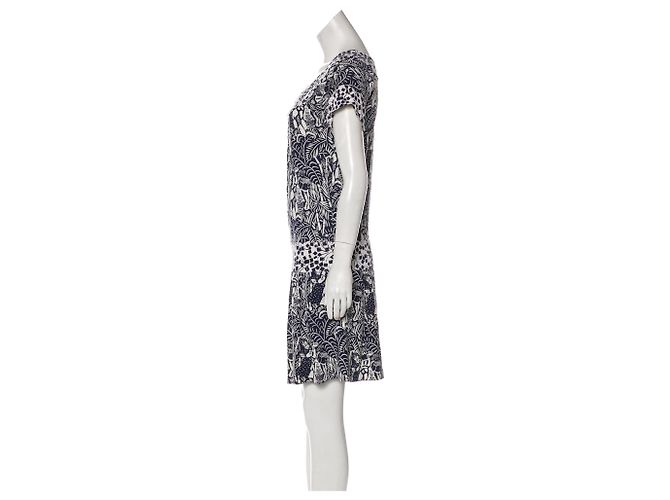 Diane Von Furstenberg DvF Vintage Seidenkleid Coso Weiß Marineblau - Ansicht 2