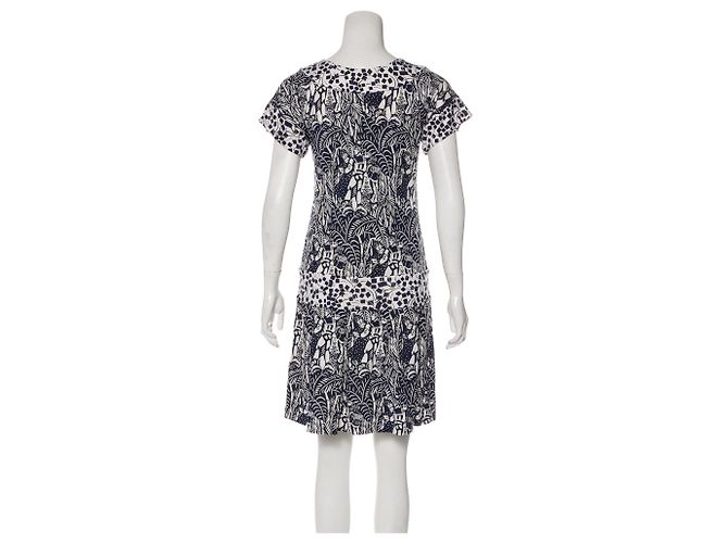 Diane Von Furstenberg DvF Vintage Seidenkleid Coso Weiß Marineblau - Ansicht 3