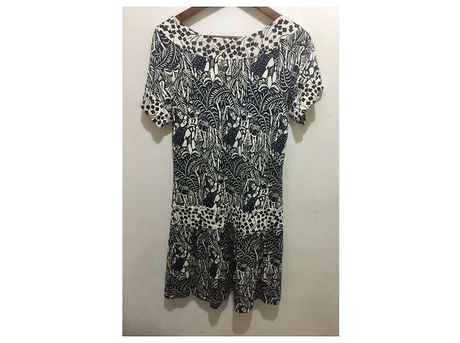 Diane Von Furstenberg DvF Vintage Seidenkleid Coso Weiß Marineblau - Ansicht 6