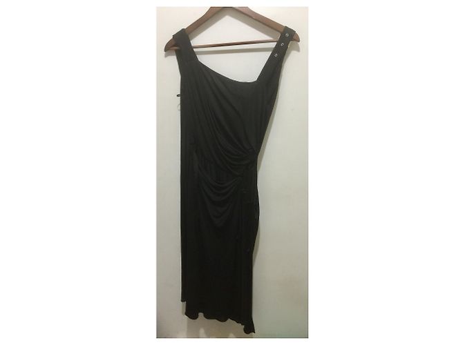 Alberta Ferretti Vestido drapeado en mezcla de seda Negro - vista 11