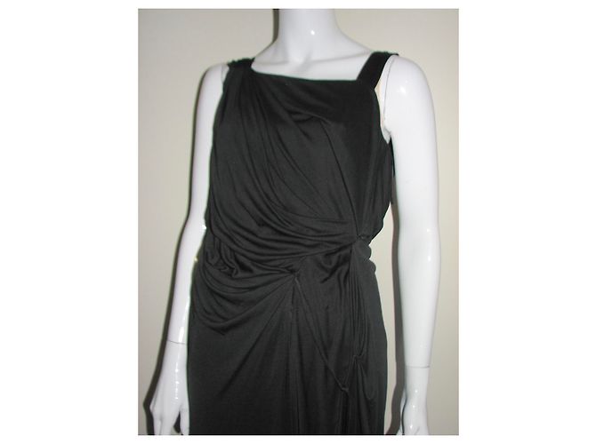 Alberta Ferretti Vestido drapeado en mezcla de seda Negro - vista 2
