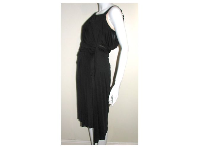 Alberta Ferretti Vestido drapeado en mezcla de seda Negro - vista 3
