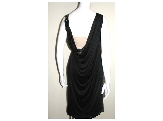Alberta Ferretti Vestido drapeado en mezcla de seda Negro - vista 4