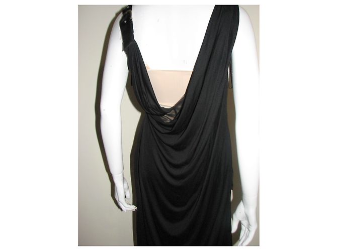 Alberta Ferretti Vestido drapeado en mezcla de seda Negro - vista 5