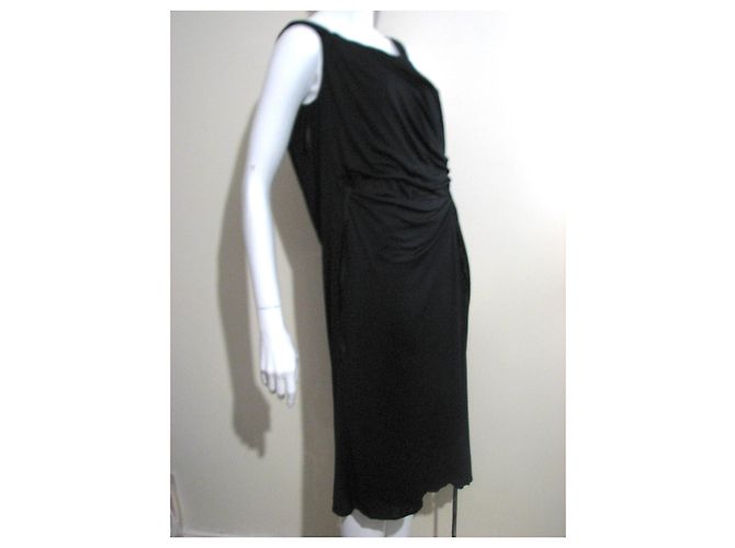 Alberta Ferretti Vestido drapeado en mezcla de seda Negro - vista 6