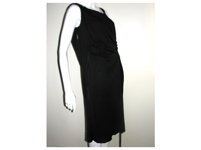 Alberta Ferretti Vestido drapeado en mezcla de seda Negro - vista 7
