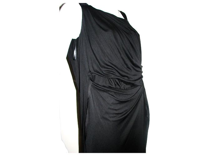 Alberta Ferretti Vestido drapeado en mezcla de seda Negro - vista 8