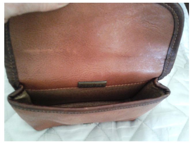 Autre Marque Clutch Lorenzo in pelle marrone chiaro - vista 3