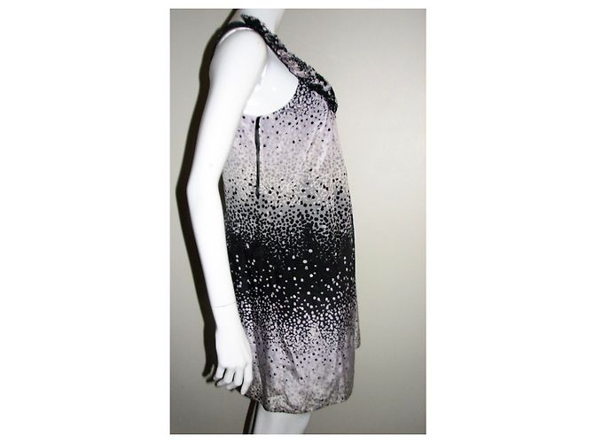 Vestido Ted Baker de seda y algodón con estampado de puntos Negro Rosa Blanco Gris Gris antracita - vista 3