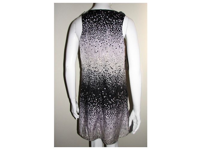 Vestido Ted Baker de seda y algodón con estampado de puntos Negro Rosa Blanco Gris Gris antracita - vista 4