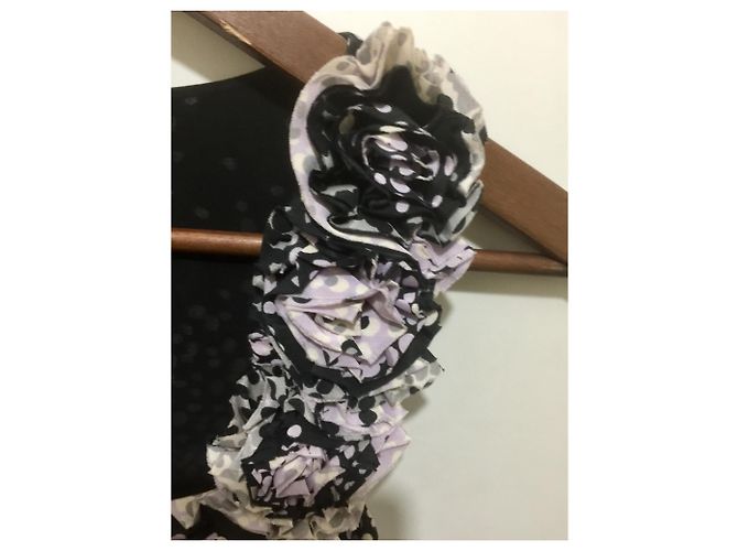 Vestido Ted Baker de seda y algodón con estampado de puntos Negro Rosa Blanco Gris Gris antracita - vista 6