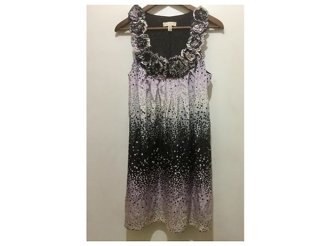 Vestido Ted Baker de seda y algodón con estampado de puntos Negro Rosa Blanco Gris Gris antracita - vista 7