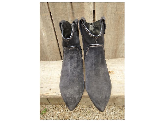 Vic Matié Stivaletti western in camoscio blu scuro Blu navy - vista 4