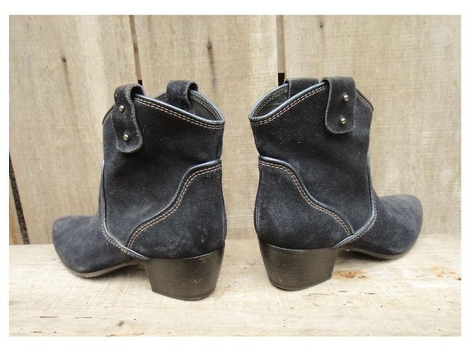 Vic Matié Stivaletti western in camoscio blu scuro Blu navy - vista 5