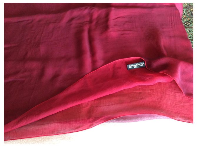 Stola Corinne Sarrut in chiffon di seta rossa e bordeaux Rosso - vista 2
