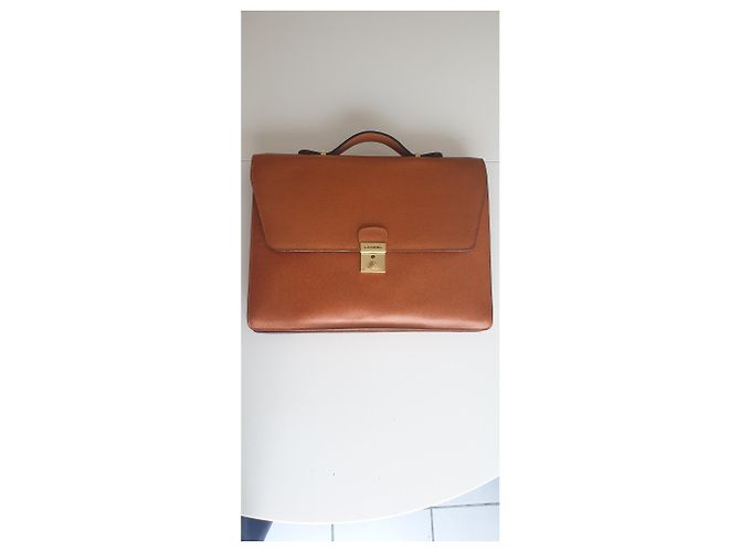 Porte-documents Lancel en cuir marron clair - vue 10