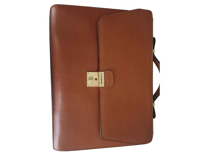 Porte-documents Lancel en cuir marron clair - vue 2