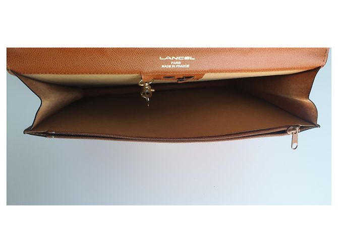 Porte-documents Lancel en cuir marron clair - vue 4