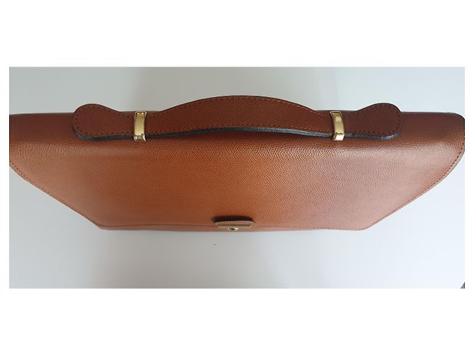 Porte-documents Lancel en cuir marron clair - vue 9