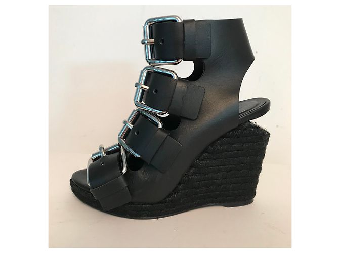 Sandali con zeppa Alexander Wang in pelle nera Nero - vista 2