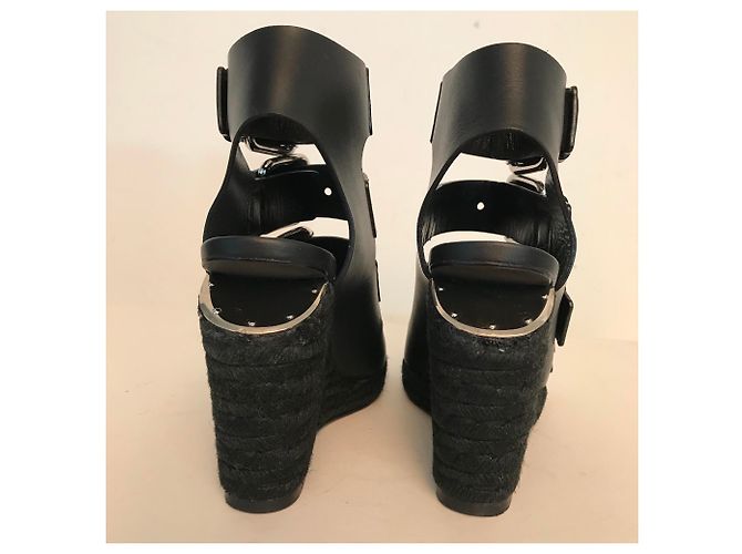 Sandali con zeppa Alexander Wang in pelle nera Nero - vista 3
