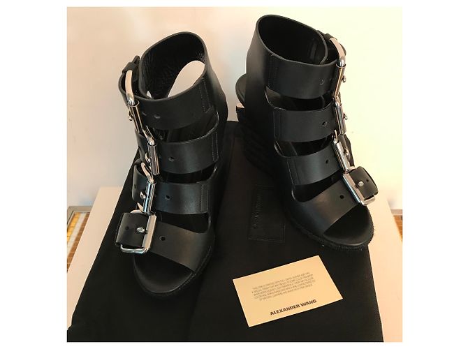 Sandali con zeppa Alexander Wang in pelle nera Nero - vista 5