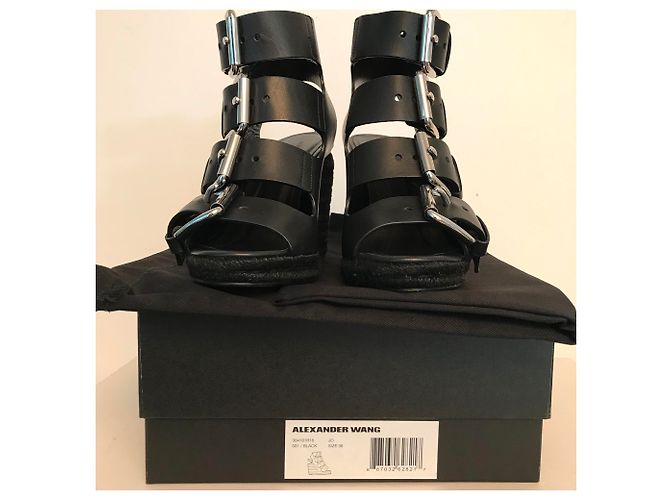 Sandali con zeppa Alexander Wang in pelle nera Nero - vista 6