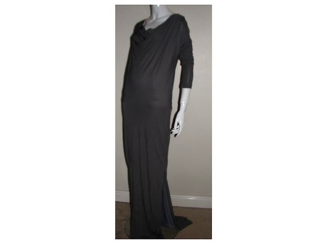 Halston Heritage Maxi Abendkleid aus grauer Viskose - Ansicht 5