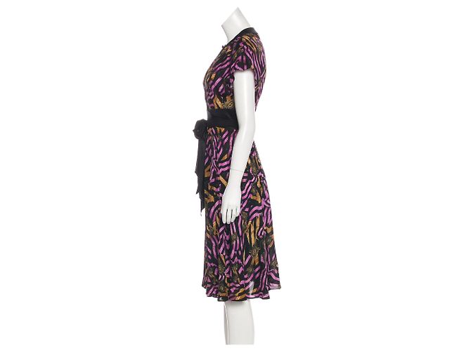 Diane Von Furstenberg Vestido de seda DvF Svetlana Negro Multicolor - vista 2